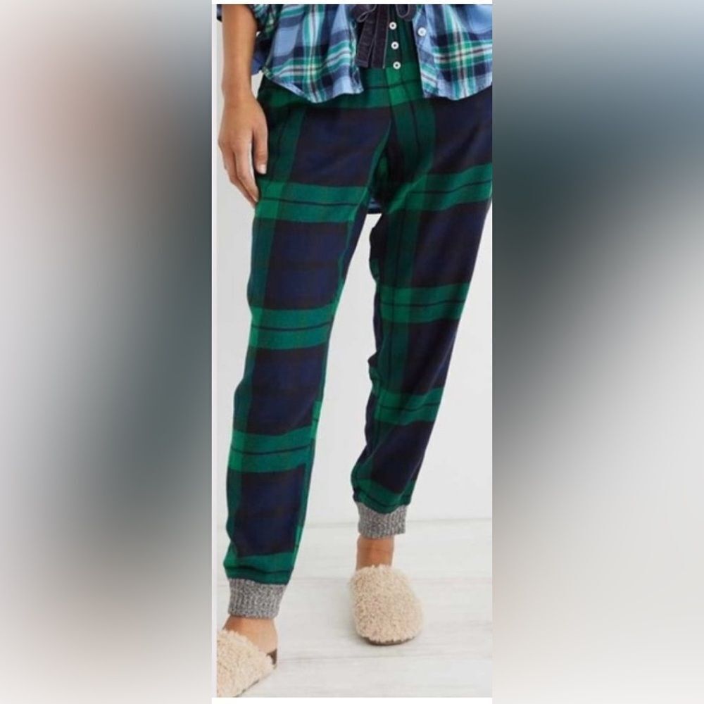 Aerie Plaid Green Flannel Jogger PJ Pant- Size XS
